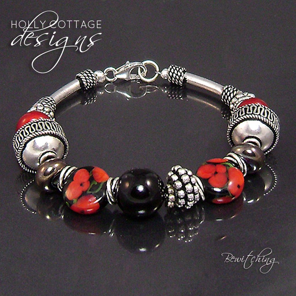 Artisan crafted lampwork and silver plated bracelet Artisan crafted lampwork and silver plated bracelet