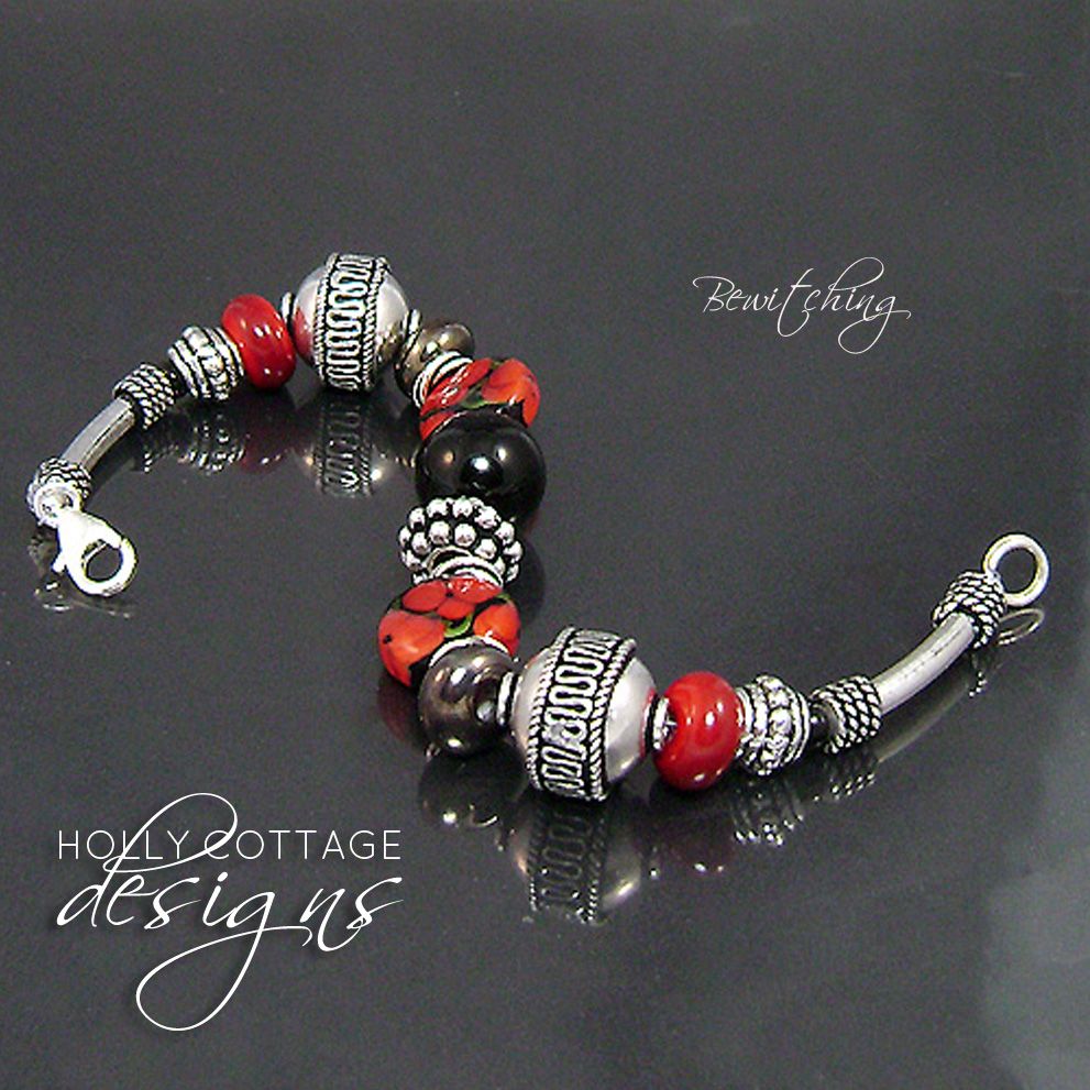 Artisan crafted lampwork and silver plated bracelet Artisan crafted lampwork and silver plated bracelet