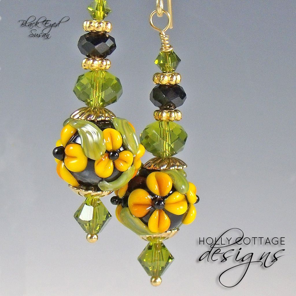 Artisan crafted lampwork and crystal earrings Artisan crafted lampwork and crystal earrings