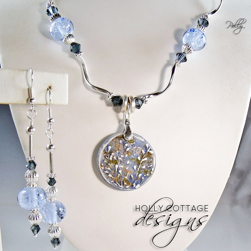 Artisan crafted pendant necklace with earrings Artisan crafted pendant necklace with earrings