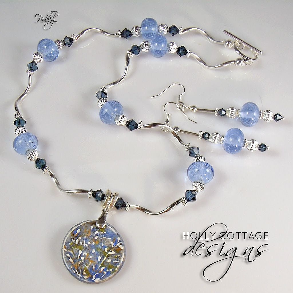 Artisan crafted pendant necklace with earrings Artisan crafted pendant necklace with earrings