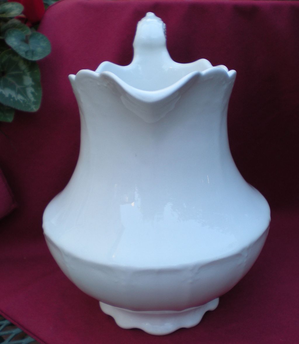 Antique White Ironstone Pitcher - Victorian Style - C Antique White Ironstone Pitcher - Victorian Style - C
