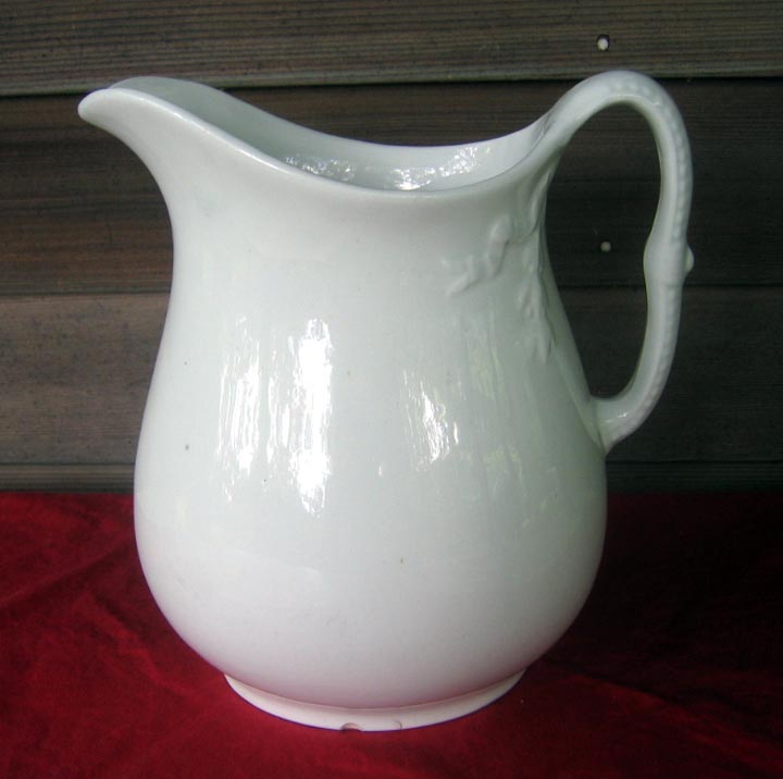 Antique White Ironstone Pitcher Chain Of Tulips Shape Antique White Ironstone Pitcher Chain Of Tulips Shape