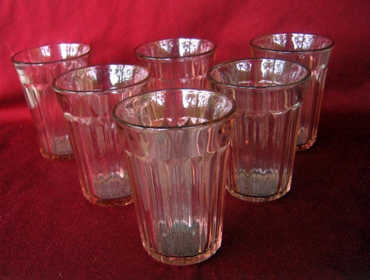 Depression Glass Tumblers Pink Fortune Set Of 5 Depression Glass Tumblers Pink Fortune Set Of 5