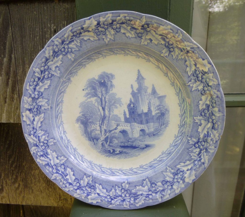 Early English Blue Transfer Ware Plate Holly Early English Blue Transfer Ware Plate Holly