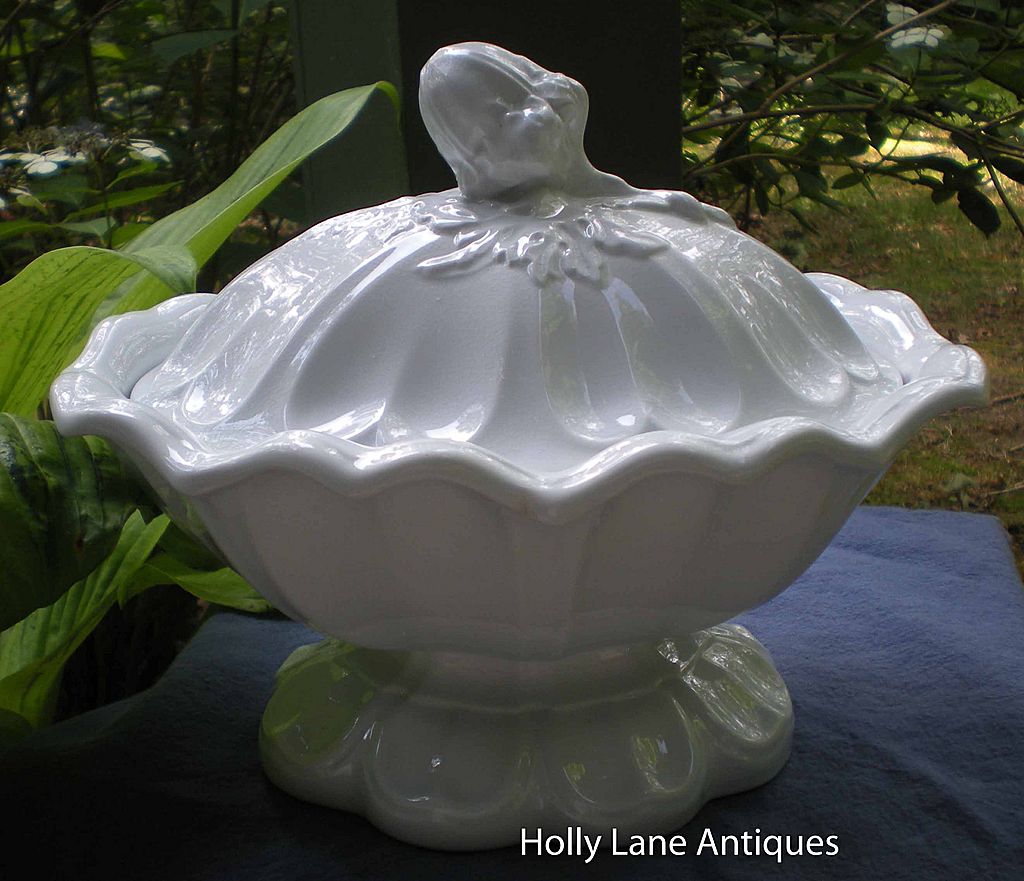 Early English White Ironstone Covered Tureen Sydendam Rare Oval Shape Early English White Ironstone Covered Tureen Sydendam Rare Oval Shape