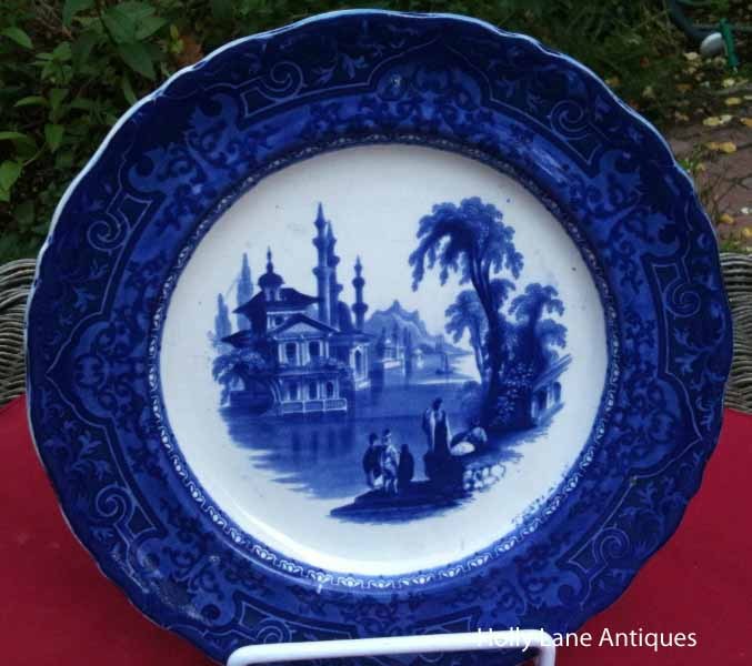Antique Flow Blue Large Plate Sciro Challinor Antique Flow Blue Large Plate Sciro Challinor