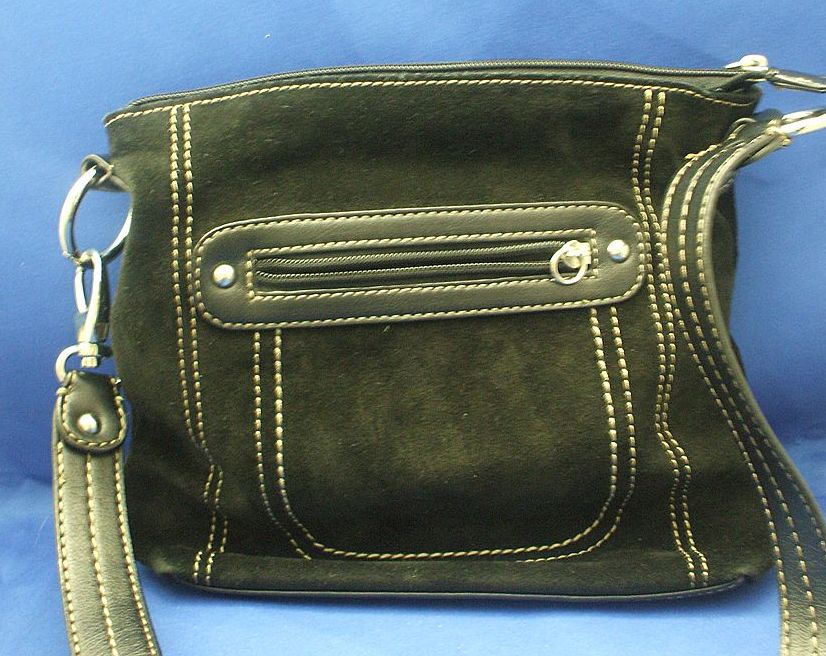 A.N.A. Black Suede Shoulder Bag Purse A.N.A. Black Suede Shoulder Bag Purse