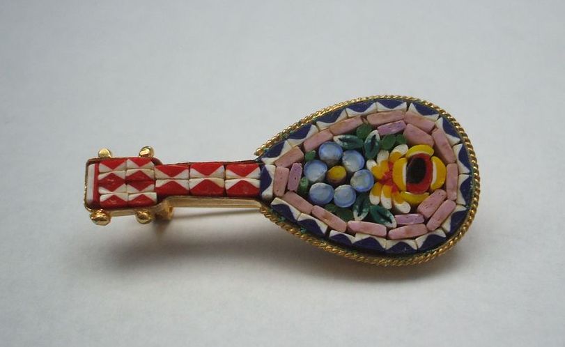 Micro Mosaic Italy Pin Mandolin Micro Mosaic Italy Pin Mandolin