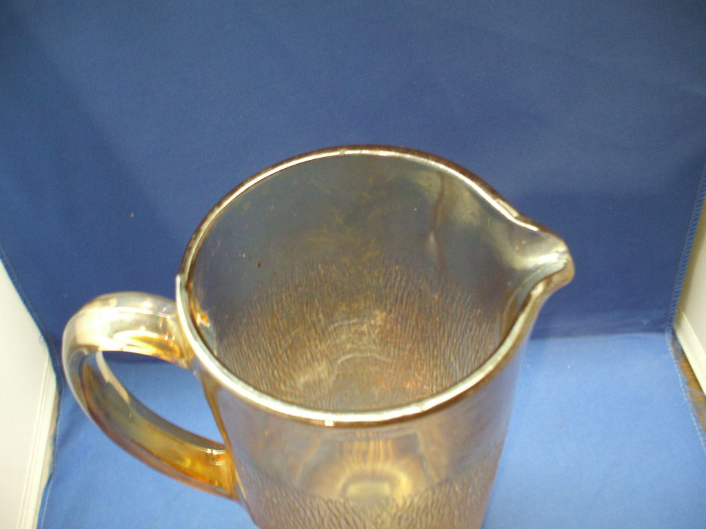 Imperial Glass Tree Bark Marigold Iridescent Carnival Pitcher Imperial Glass Tree Bark Marigold Iridescent Carnival Pitcher