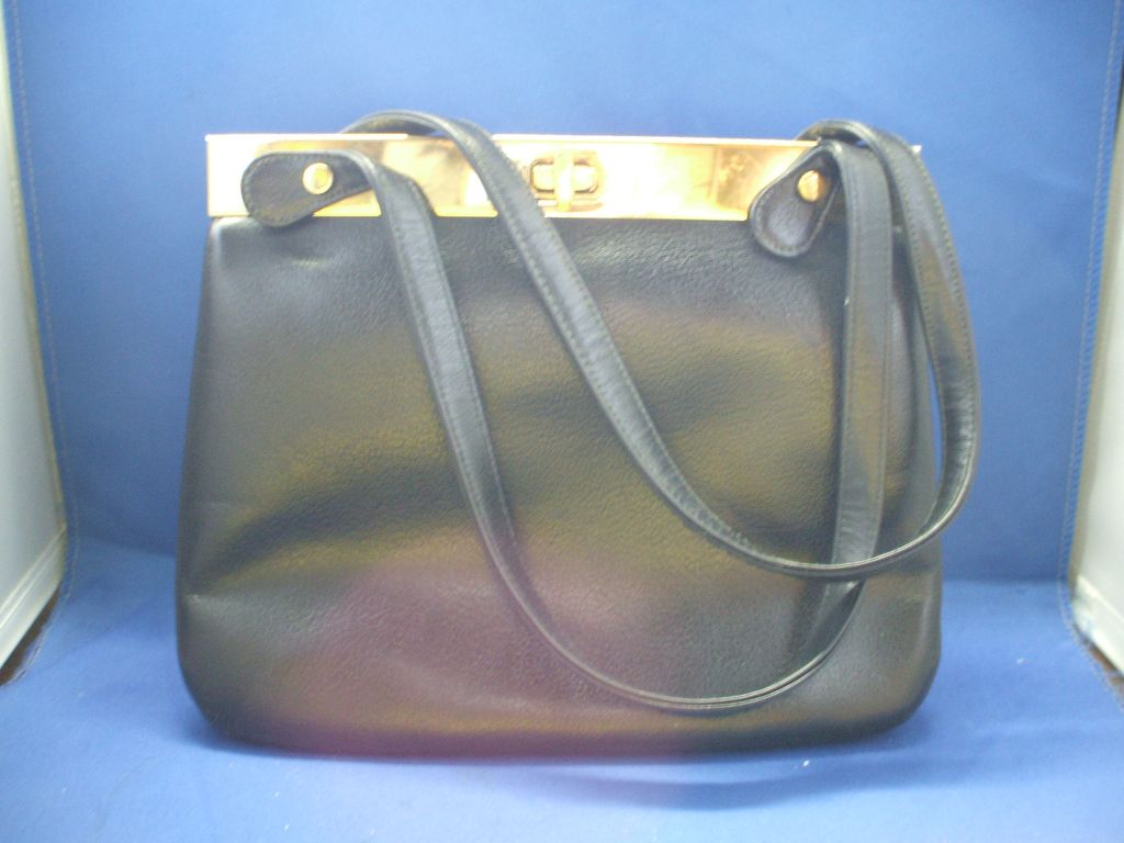 Black Vinyl Block Vintage Handbag Black Vinyl Block Vintage Handbag