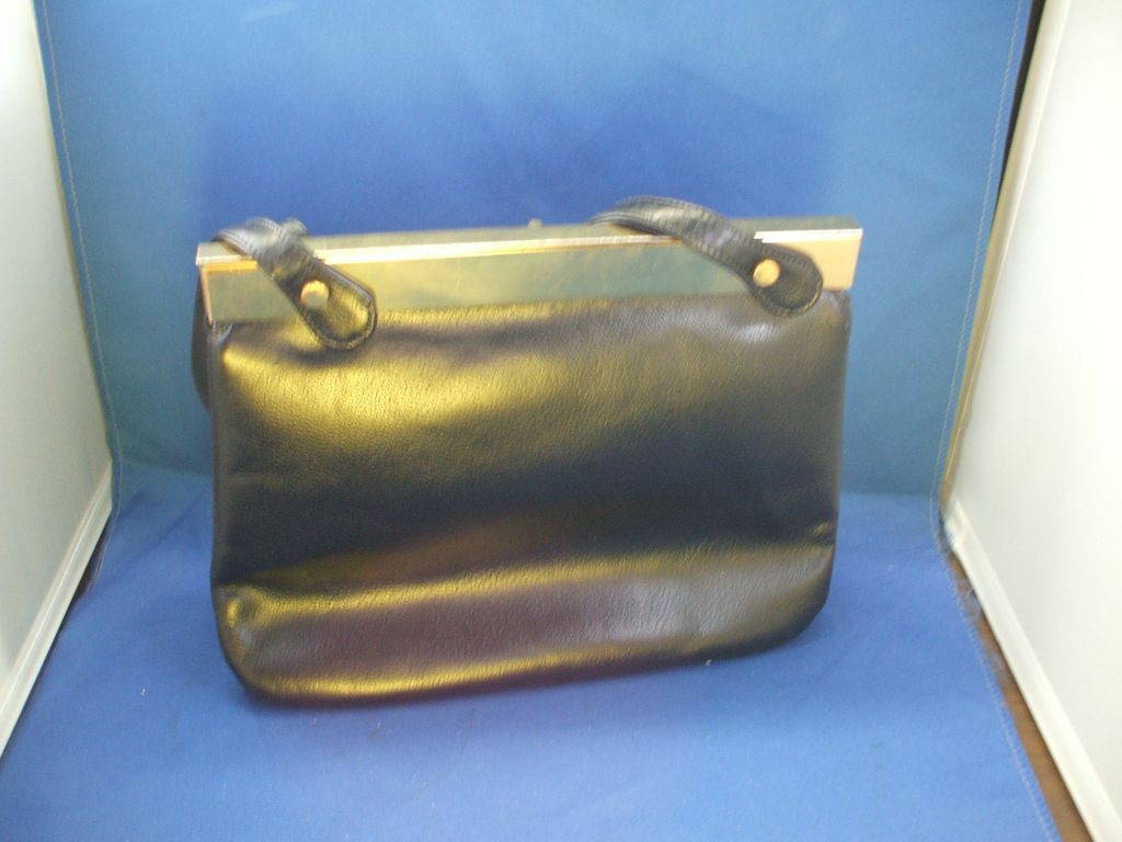 Black Vinyl Block Vintage Handbag Black Vinyl Block Vintage Handbag