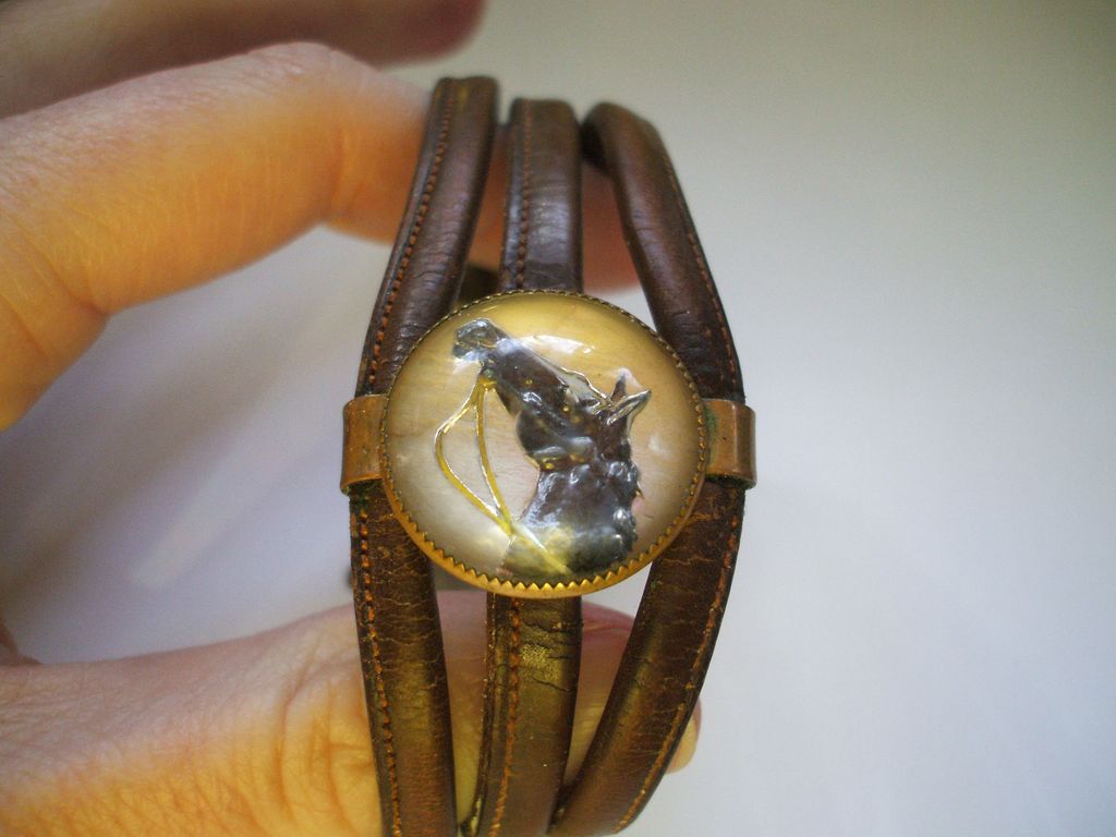 Essex Crystal Horse Head Equestrian Leather Bracelet Essex Crystal Horse Head Equestrian Leather Bracelet