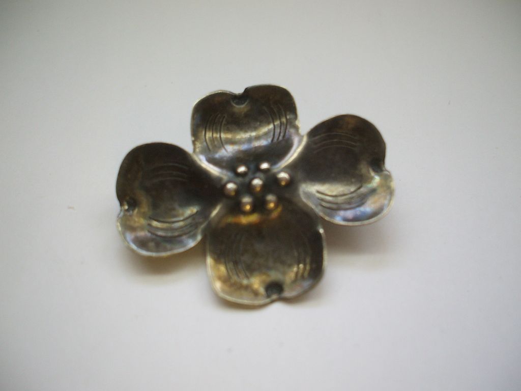 Stuart Nye Sterling Dogwood Blossom Pin Stuart Nye Sterling Dogwood Blossom Pin