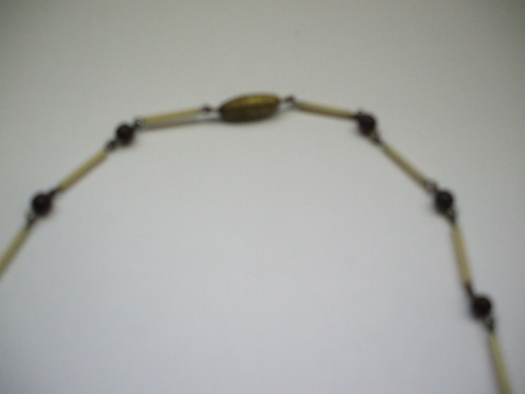 Czechoslovakian Glass Necklace Cream & Garnet Red Beads Czechoslovakian Glass Necklace Cream & Garnet Red Beads