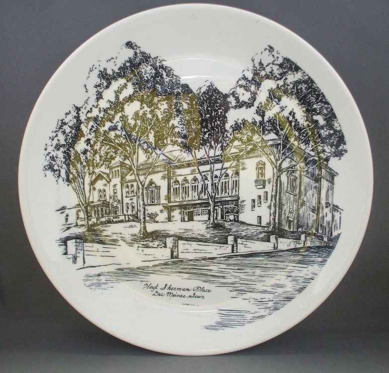 Hoyt Sherman Place Des Moines, Iowa Syracuse Syralite Souvenir Plate Hoyt Sherman Place Des Moines, Iowa Syracuse Syralite Souvenir Plate