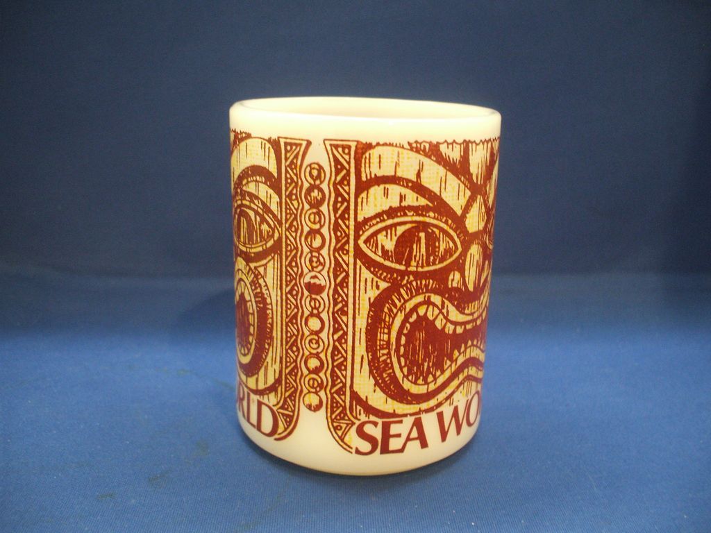 Sea World Milk Glass Advertising Mug Federal Glass Sea World Milk Glass Advertising Mug Federal Glass