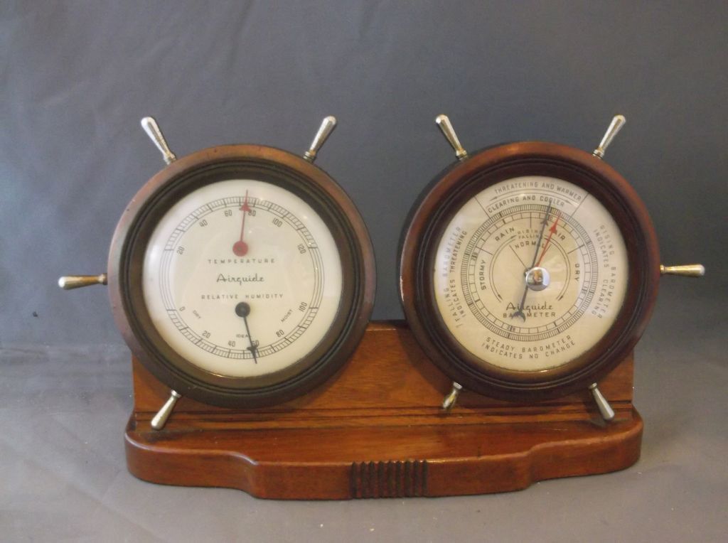 Airguide Nautical Ship's Wheel Weather Station Barometer Hygrometer from hoosiercollectibles on