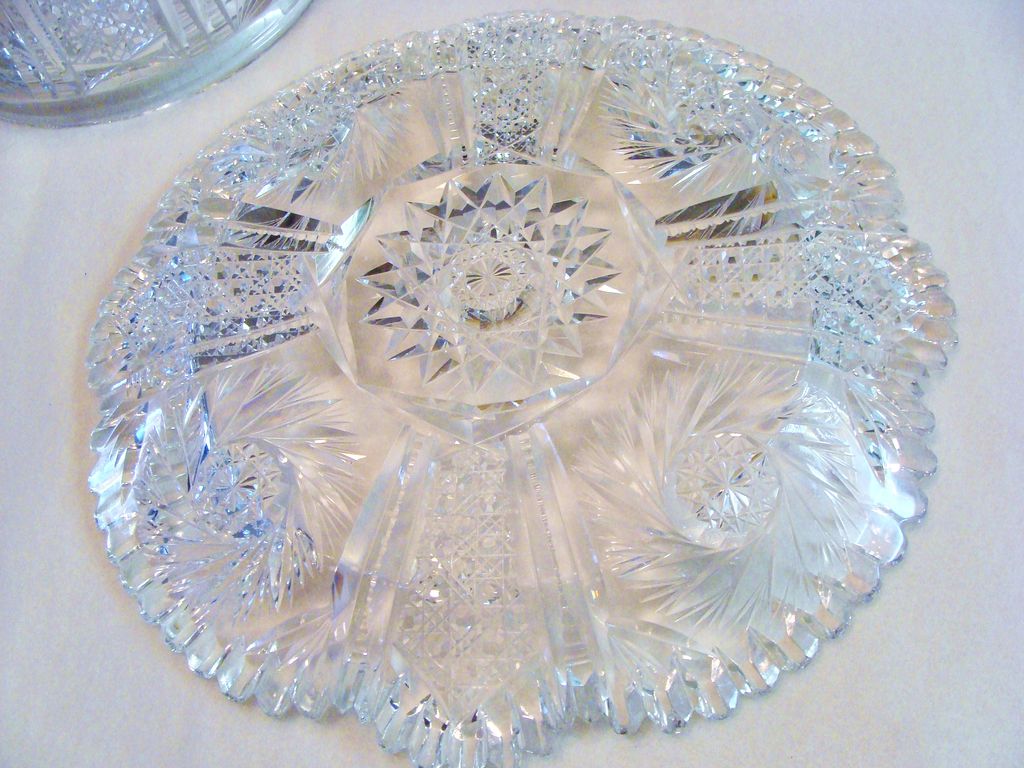 *Circa 1910: American Brilliant Period Cut Crystal Cheese Saver *Circa 1910: American Brilliant Period Cut Crystal Cheese Saver
