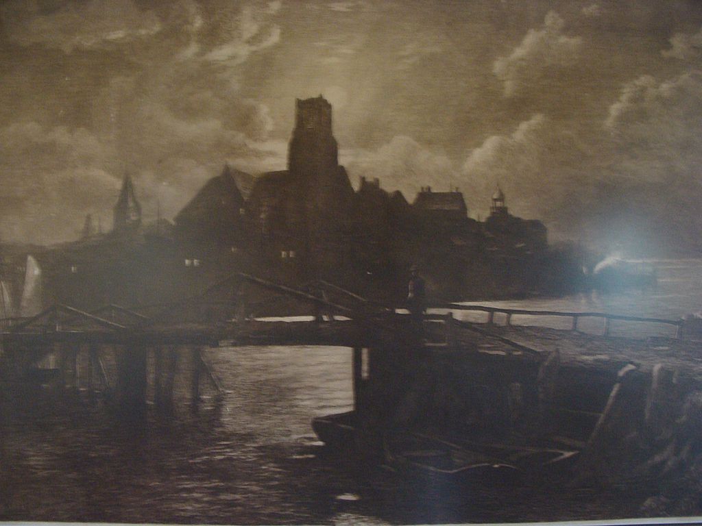 1887: Original Signed Etching of Longfellow's " The Bridge " by George McCord & John Henry Hill 1887: Original Signed Etching of Longfellow's " The Bridge " by George McCord & John Henry Hill