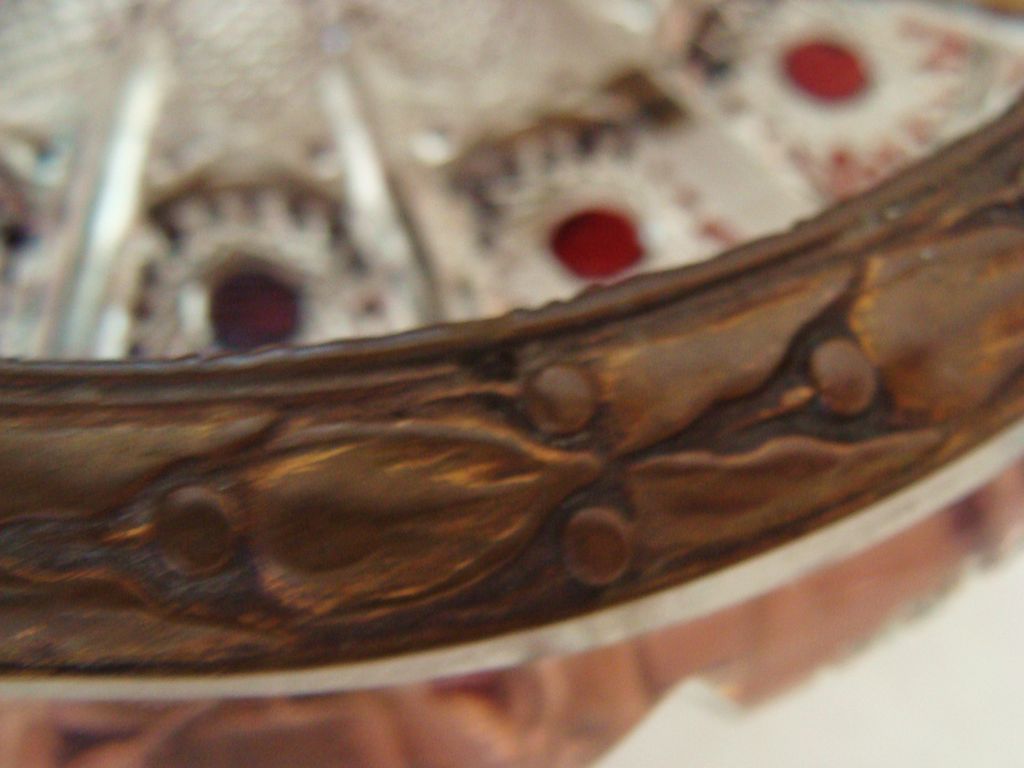 ** Victorian: Uncommon ABP Ruby Red Cut to Clear Brides Basket Caged in Ormolu ** Victorian: Uncommon ABP Ruby Red Cut to Clear Brides Basket Caged in Ormolu