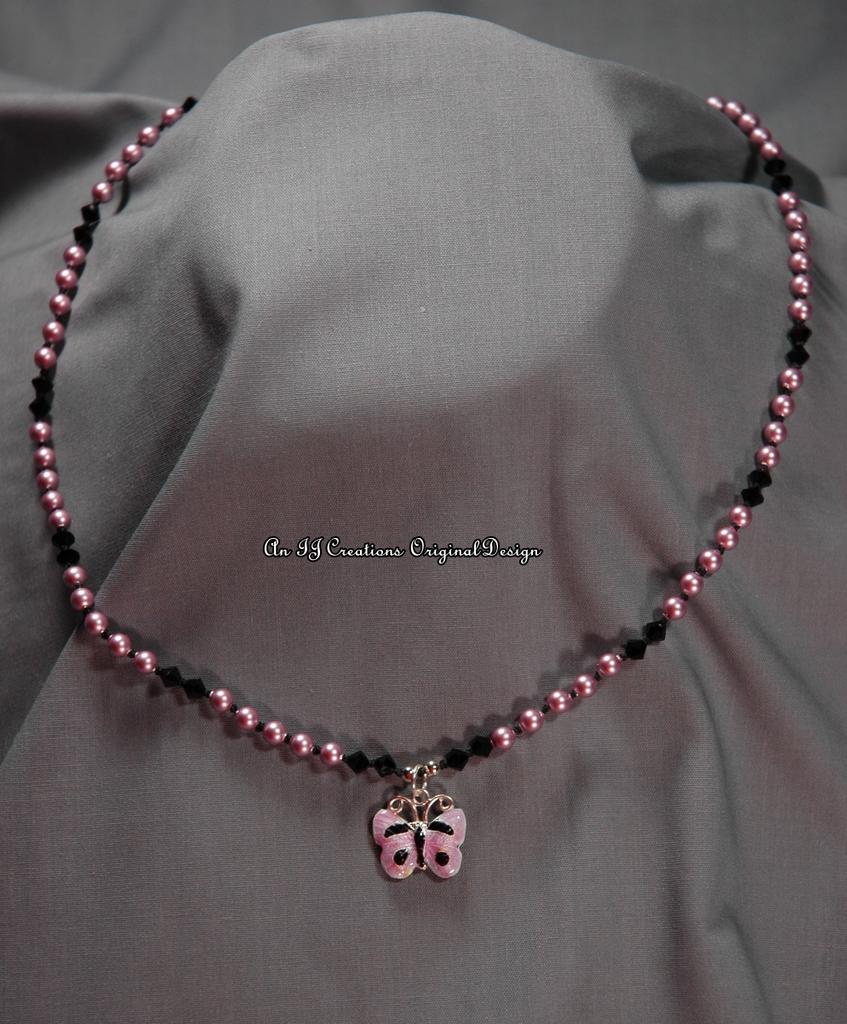 Swarovski® Crystal Faux Pearl;Jet Black; Cloisonné Butterfly Pendant, Set Swarovski® Crystal Faux Pearl;Jet Black; Cloisonné Butterfly Pendant, Set
