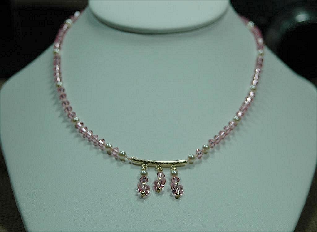 Delicate, Light Rose AB, Swarovski Simulated Pearl, 14kt Gold Filled Necklace; FREE earrings. Delicate, Light Rose AB, Swarovski Simulated Pearl, 14kt Gold Filled Necklace; FREE earrings.