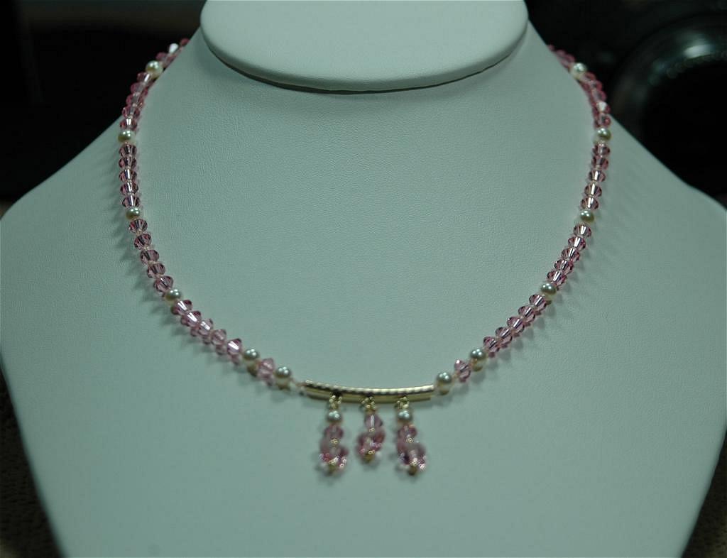 Delicate, Light Rose AB, Swarovski Simulated Pearl, 14kt Gold Filled Necklace; FREE earrings. Delicate, Light Rose AB, Swarovski Simulated Pearl, 14kt Gold Filled Necklace; FREE earrings.