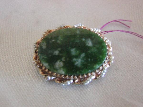 14Kt Gold Seed Pearl Connemara Marble Brooch 14Kt Gold Seed Pearl Connemara Marble Brooch