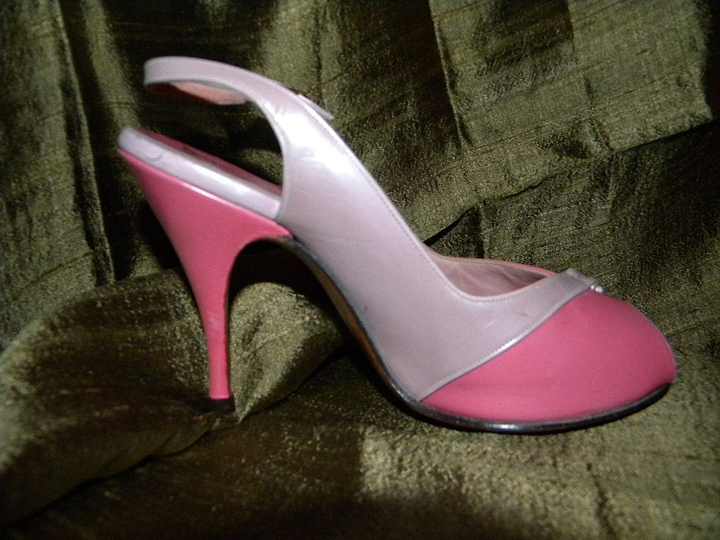 Vintage Ladies Amano Pink Peep Toe Slingback Pumps 4B Vintage Ladies Amano Pink Peep Toe Slingback Pumps 4B