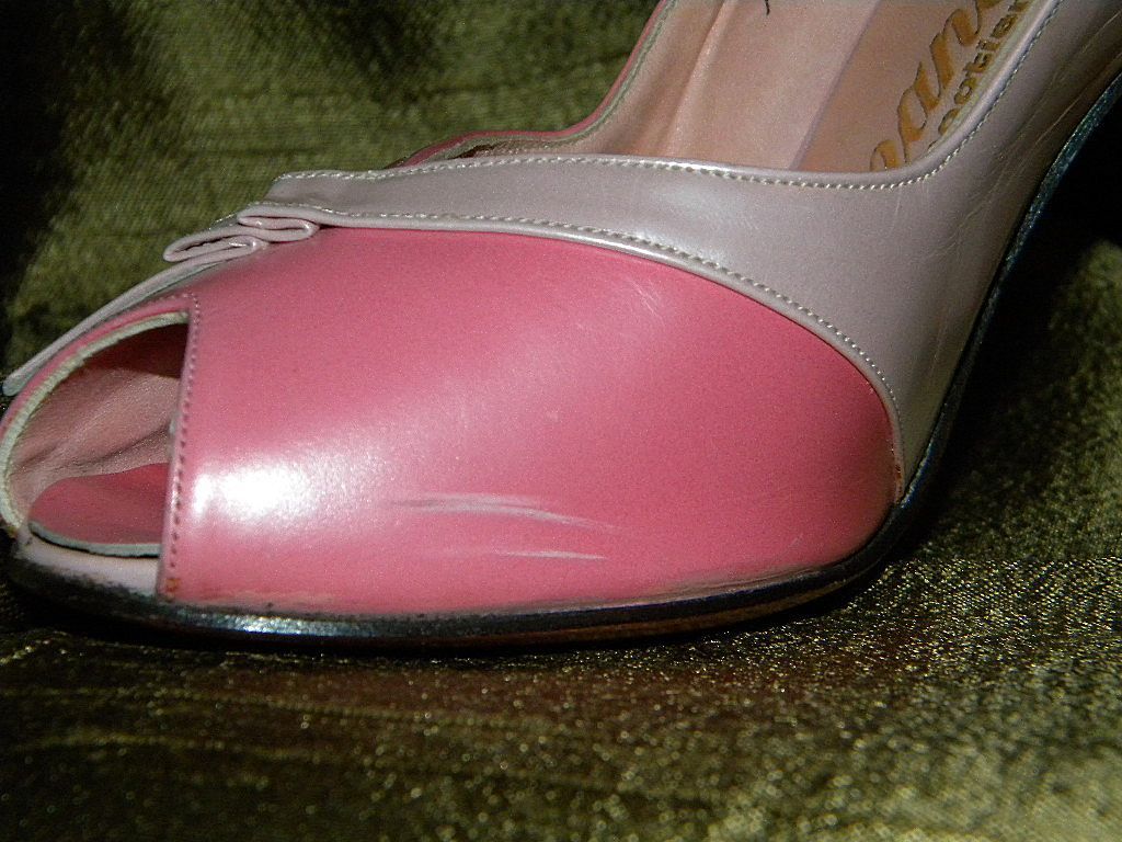 Vintage Ladies Amano Pink Peep Toe Slingback Pumps 4B Vintage Ladies Amano Pink Peep Toe Slingback Pumps 4B