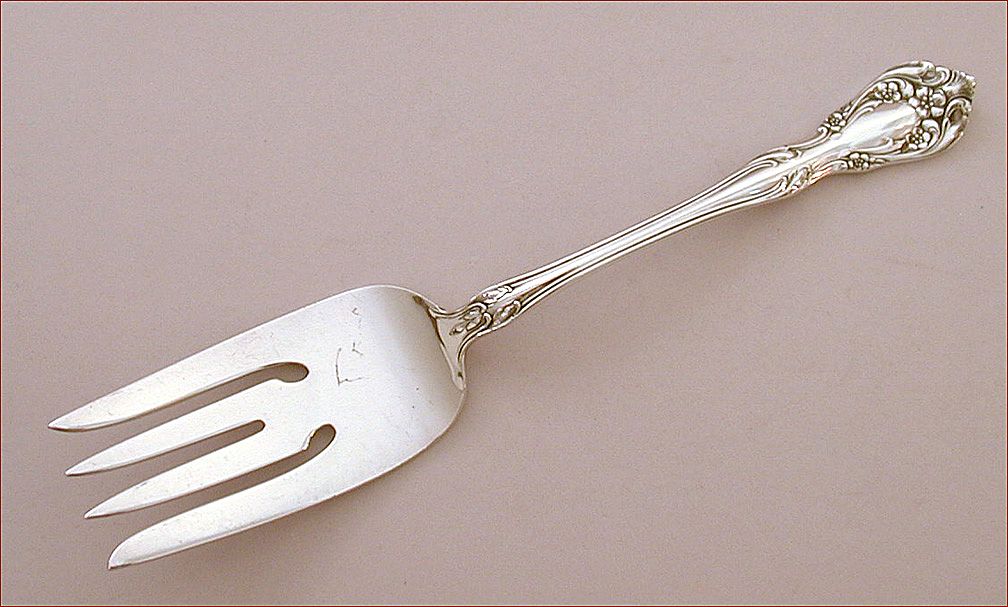 Alvin Chateau Rose Sterling Cold Meat Serving Fork Alvin Chateau Rose Sterling Cold Meat Serving Fork