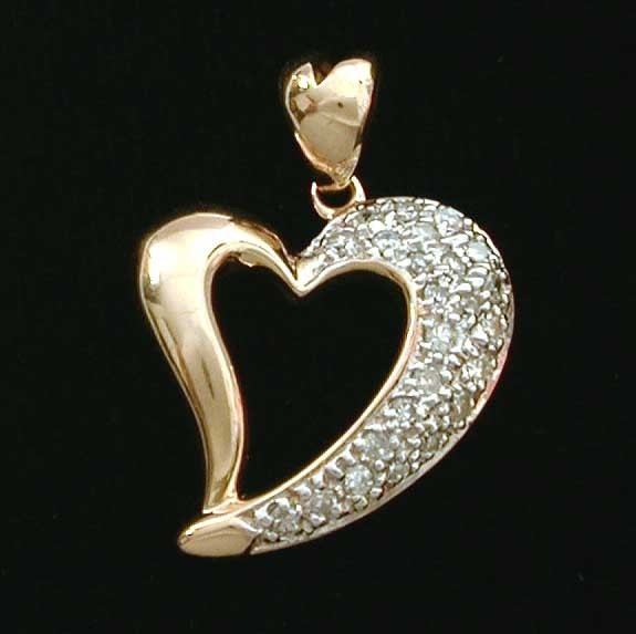 14k Gold Diamond Encrusted Witch's Heart Pendant 14k Gold Diamond Encrusted Witch's Heart Pendant