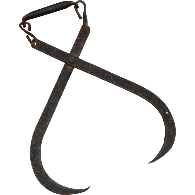 Antique Ice Block Tongs Hay Bale Carrier Cast Iron Primitive Farm Tool