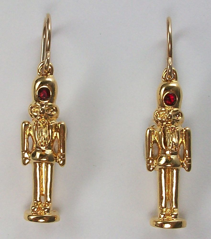 Nutcracker earrings, crystal, 18k gold plate, gold filled earwires from