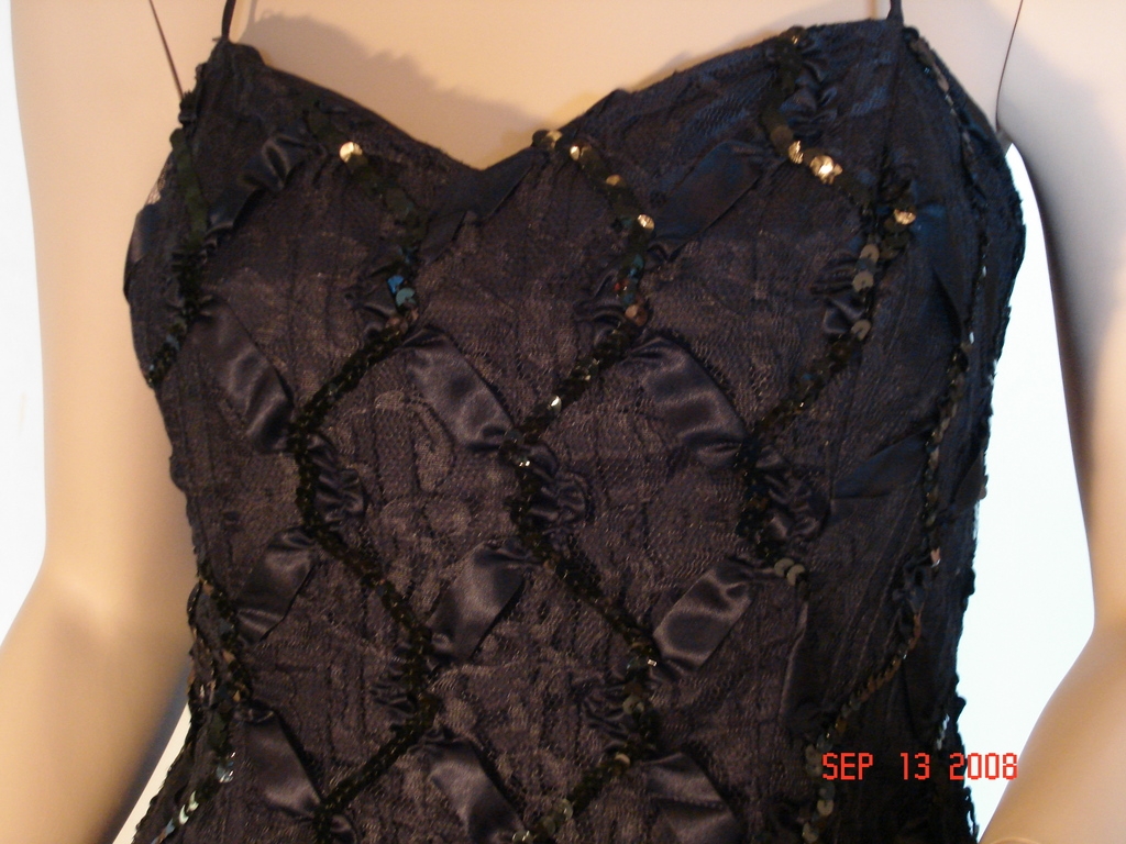 Flirty Black & White Satin & Lace Party Dress Flirty Black & White Satin & Lace Party Dress