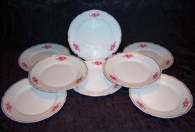 Rosenthal Sanssouci Pink Roses 8" Plates Set of 9 Rosenthal Sanssouci Pink Roses 8" Plates Set of 9