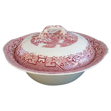 Old Willow Pink by Swinnertons Staffordshire Covered Bowl Old Willow Pink by Swinnertons Staffordshire Covered Bowl