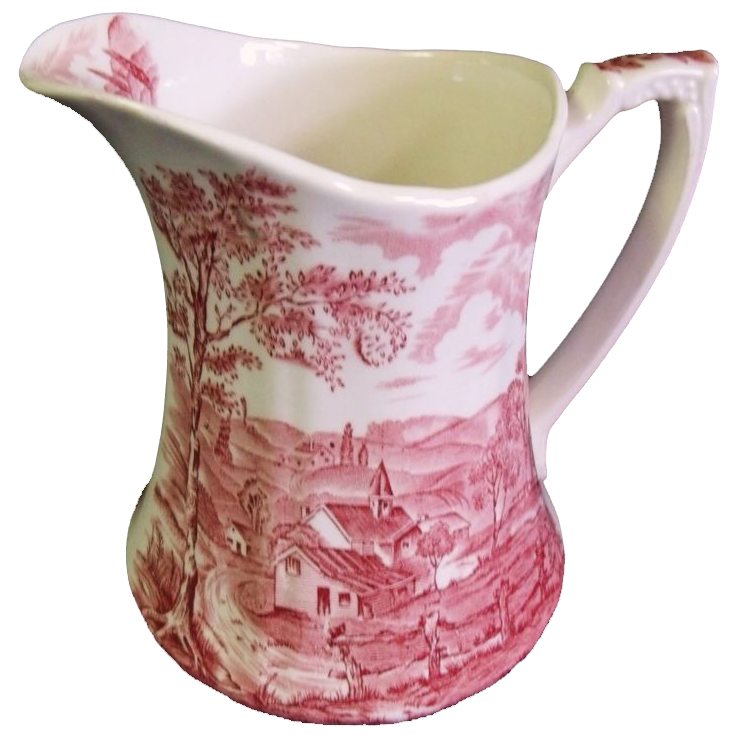 Alfred Meakin Pink/Red Transferware Pitcher Reverie Pattern Alfred Meakin Pink/Red Transferware Pitcher Reverie Pattern