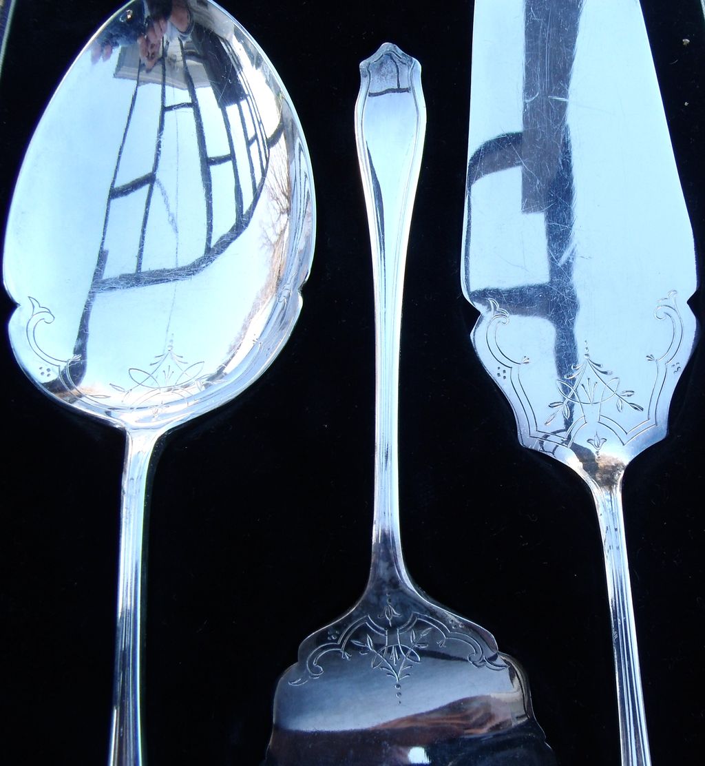 James Dixon & Sons 3 Piece Sheffield Silver Plate Serving Set James Dixon & Sons 3 Piece Sheffield Silver Plate Serving Set