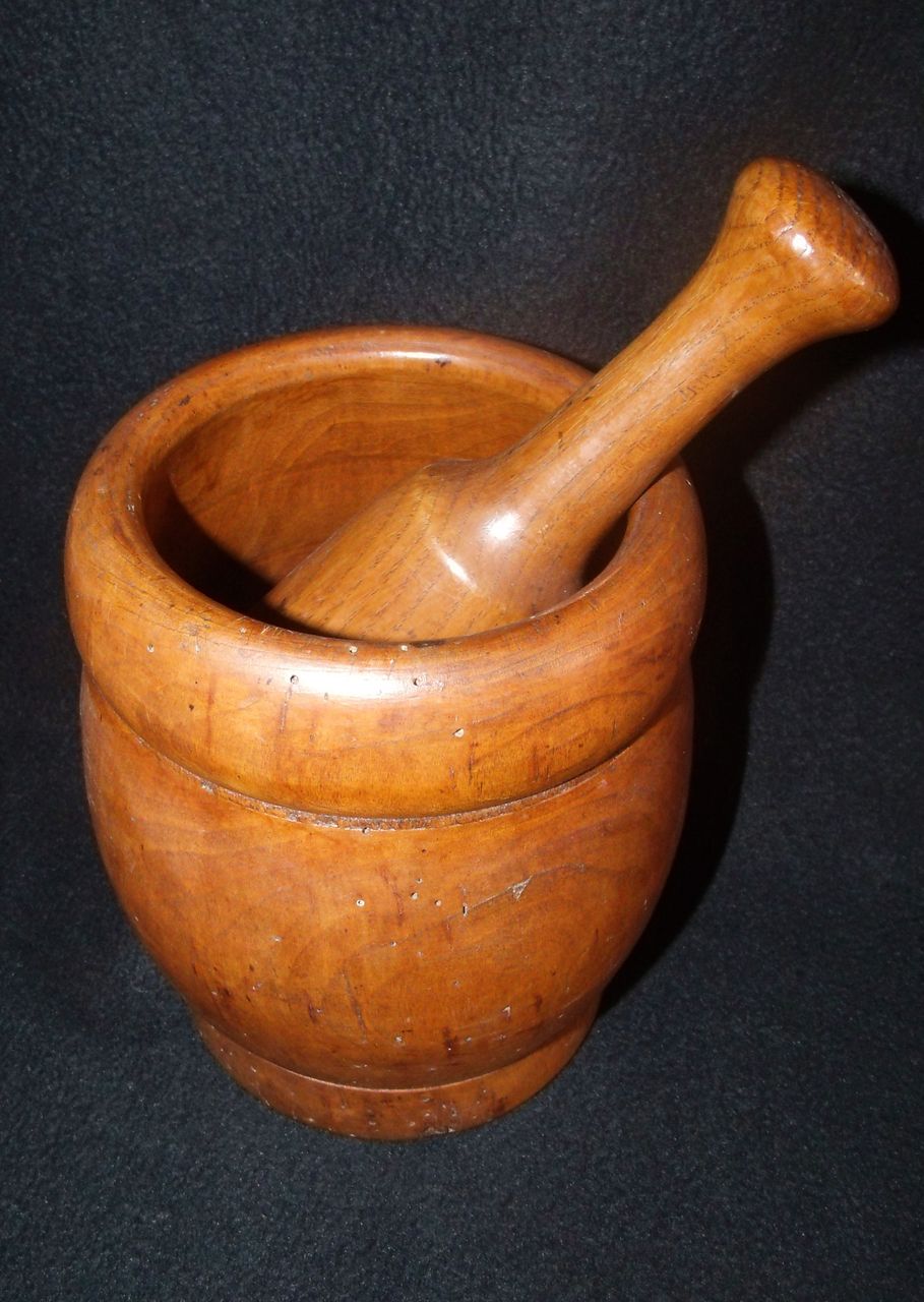 Antique Wooden Mortar & Pestle Antique Wooden Mortar & Pestle