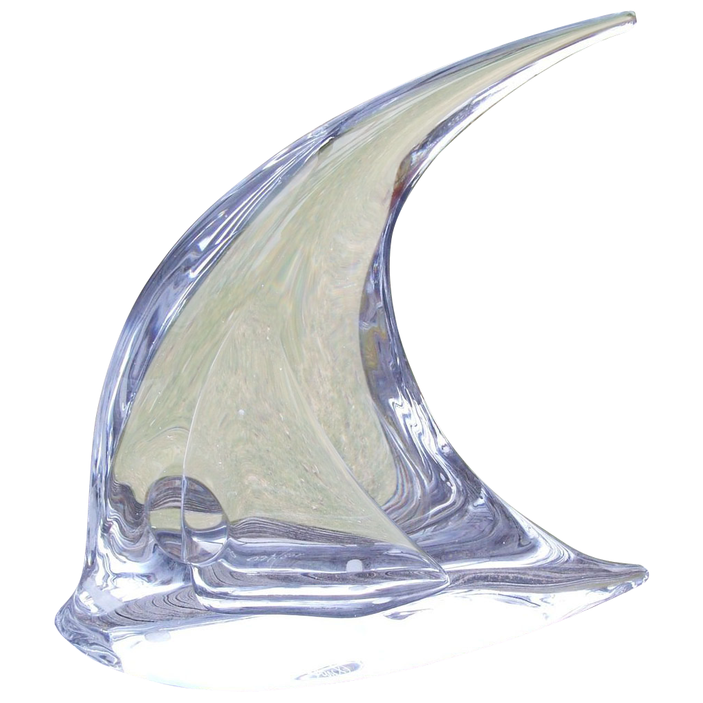 ART GLASS Clear Crystal Angel fish Mid Century Signed Brogi ART GLASS Clear Crystal Angel fish Mid Century Signed Brogi