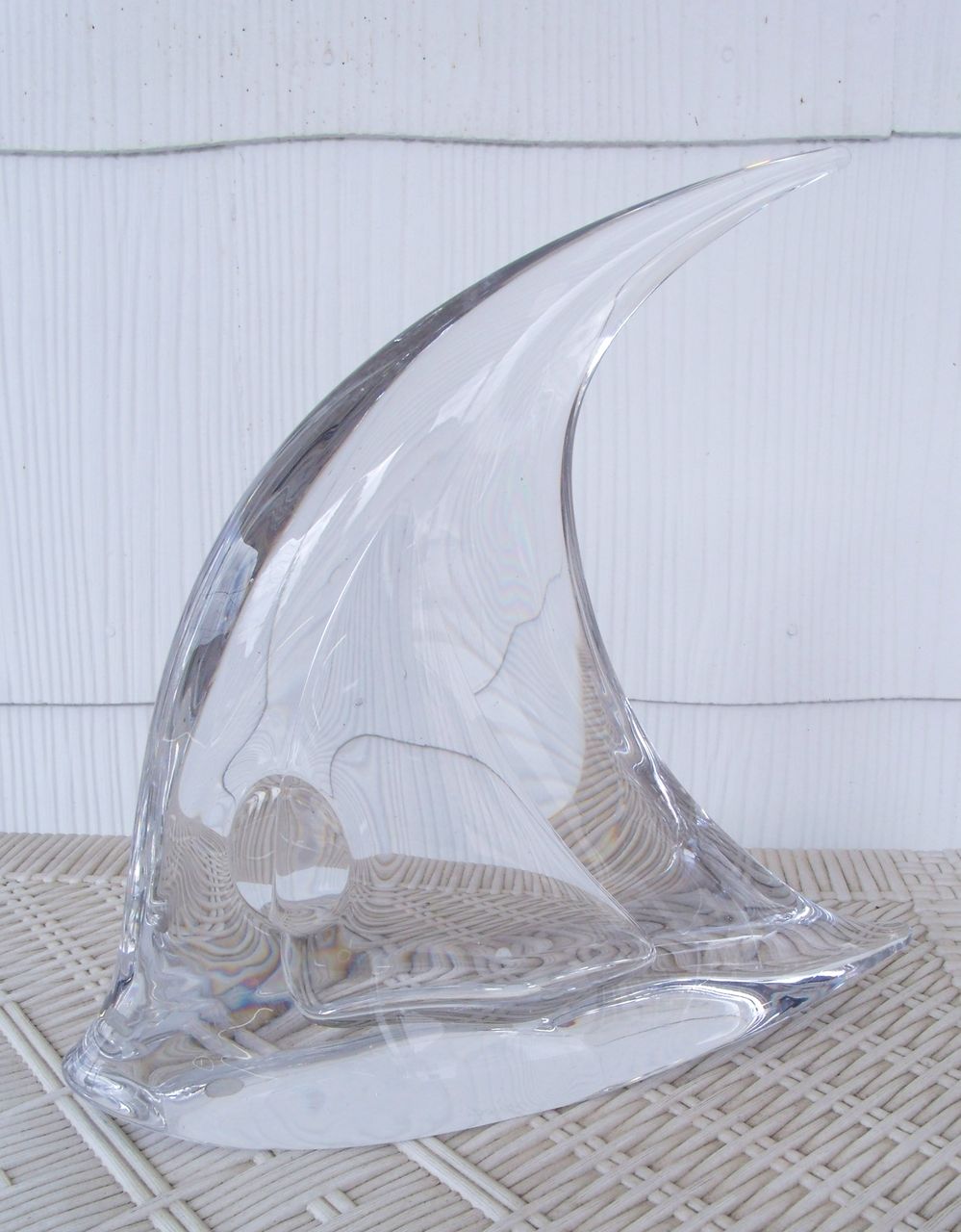 ART GLASS Clear Crystal Angel fish Mid Century Signed Brogi ART GLASS Clear Crystal Angel fish Mid Century Signed Brogi