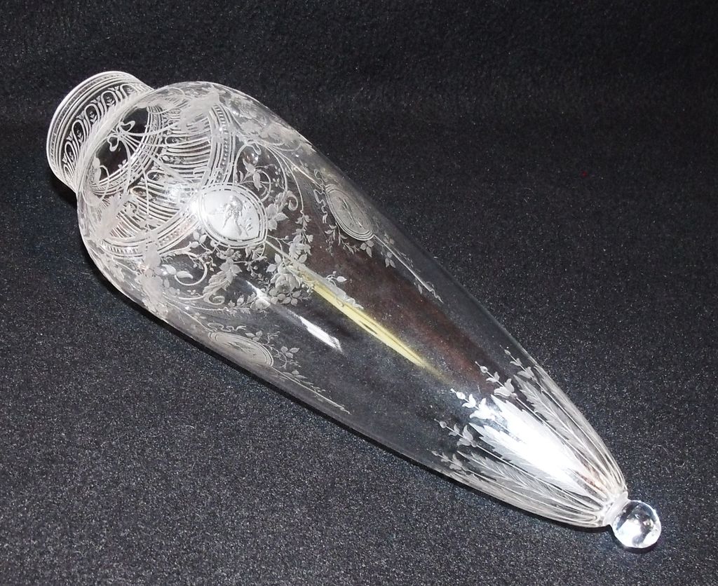 Pair of Early Heavily Etched Crystal Amphora Sconce Vases Pair of Early Heavily Etched Crystal Amphora Sconce Vases