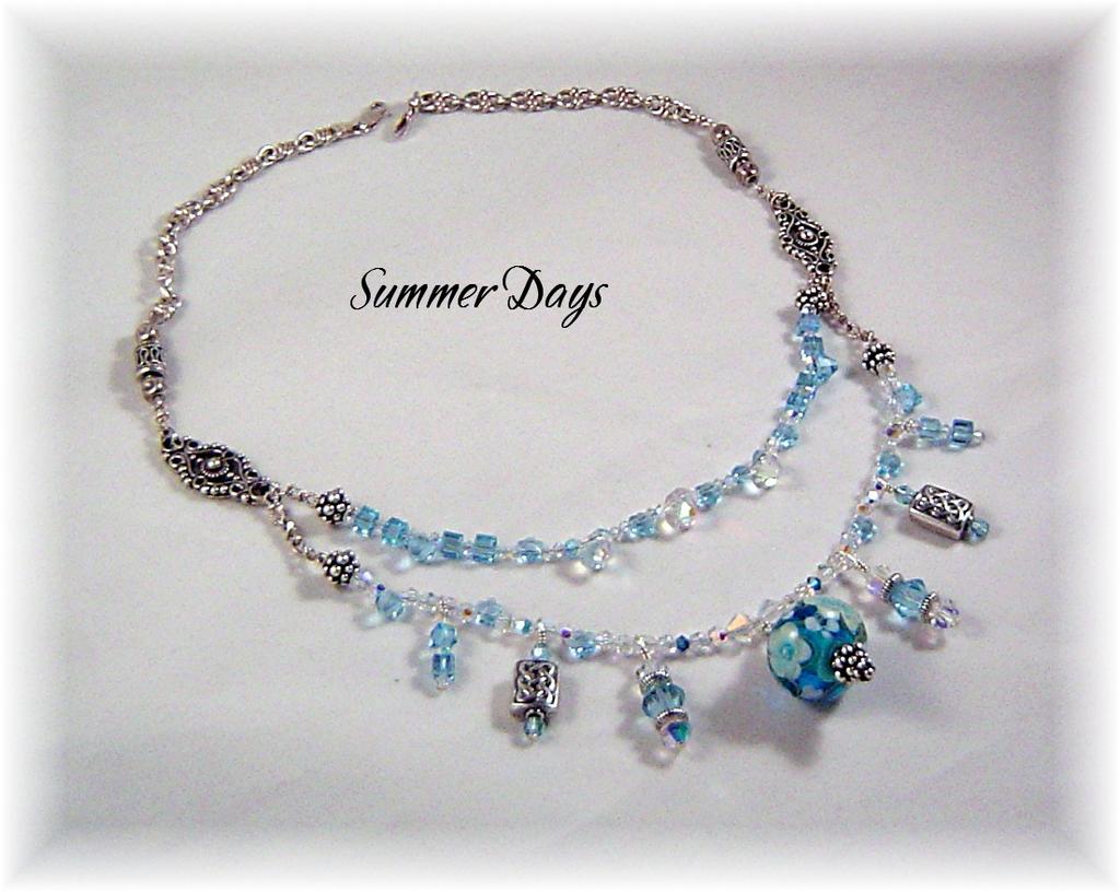 Summer Day Lampwork Bead and Swarovski Crystal Necklace Summer Day Lampwork Bead and Swarovski Crystal Necklace