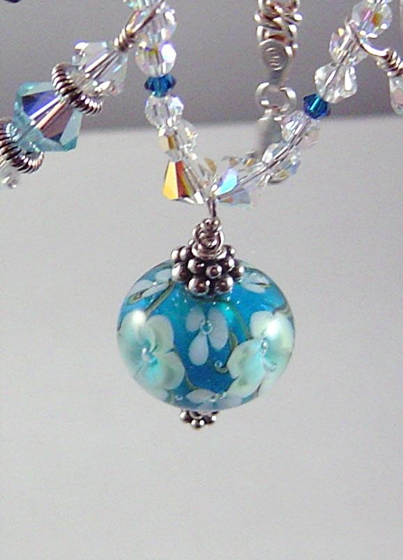 Summer Day Lampwork Bead and Swarovski Crystal Necklace Summer Day Lampwork Bead and Swarovski Crystal Necklace