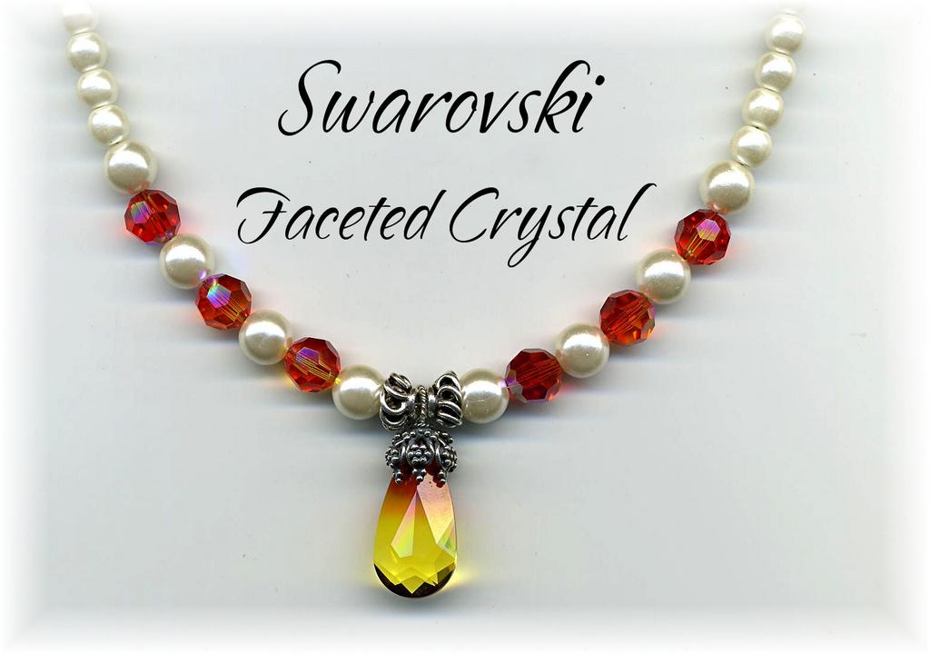 Swarovski Faceted Crystal and Flux Pearl Necklace Swarovski Faceted Crystal and Flux Pearl Necklace