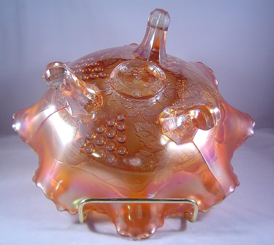 Fenton Grape and Cable Bowl in a Lovely Pastel Marigold ca early 1900's Fenton Grape and Cable Bowl in a Lovely Pastel Marigold ca early 1900's