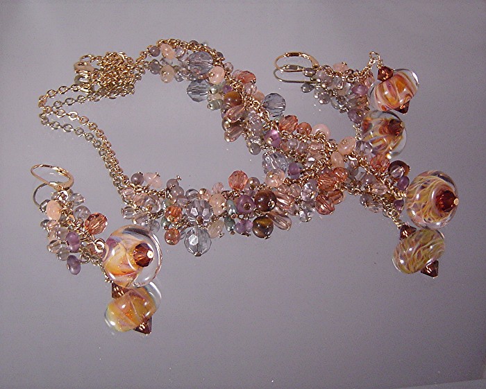Artisan Made Boro Bead Necklace and Earrings Artisan Made Boro Bead Necklace and Earrings