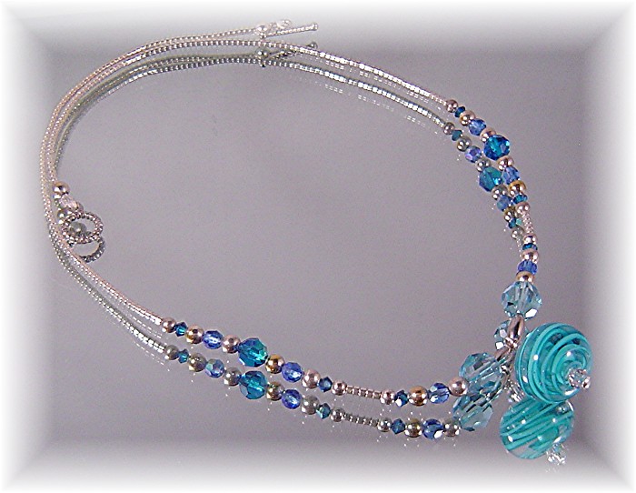 Aqua Boro Glass Bead Necklace Aqua Boro Glass Bead Necklace